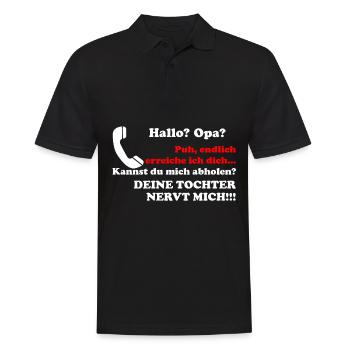 Bonjour papy votre fille cadeau agaçant petit fils petit fils - Polo Homme - noir - Devant - Kai (181cm)