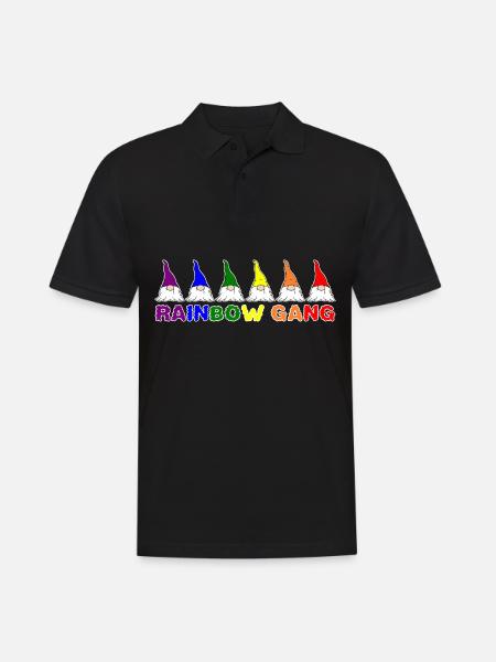 Wichtel Zwerg Regenbogen Gang lustig süßes - Männer Poloshirt - Schwarz