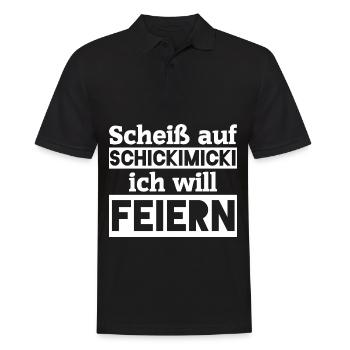 Scheiß auf Schickimicki - Ich will feiern - Männer Poloshirt - Schwarz - Vorne - Kai (181cm)