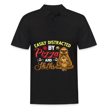 Faultier Pizza Lieferung Pizzeria Italienisch - Männer Poloshirt - Schwarz - Vorne - Kai (181cm)