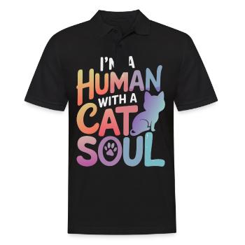 Chat Chats Amoureux Chat Propriétaire Chaton - Polo Homme - noir - Devant - Kai (181cm)