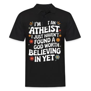 Athéisme, athée, anti-religion, agnostique - Polo Homme - noir - Devant - Kai (181cm)