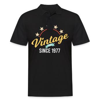 Vintage 1977 Birthday Year of birth Retro seashell - Men's Polo Shirt - black - Front - Kai (181cm)