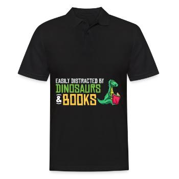 Dinosaur Book Read Dino Read Funny Readers - Men's Polo Shirt - black - Front - Kai (181cm)