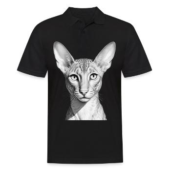 Lustige orientalische Kurzhaarkatze - Männer Poloshirt - Schwarz - Vorne - Kai (181cm)