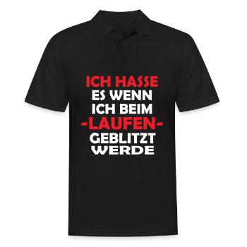 Ich hasse es wenn ich beim Laufen geblitzt werde - Männer Poloshirt - Schwarz - Vorne - Kai (181cm)