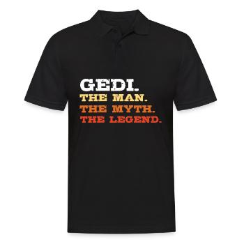 Gedi the man the myth the legend Patenonkel - Männer Poloshirt - Schwarz - Vorne - Kai (181cm)