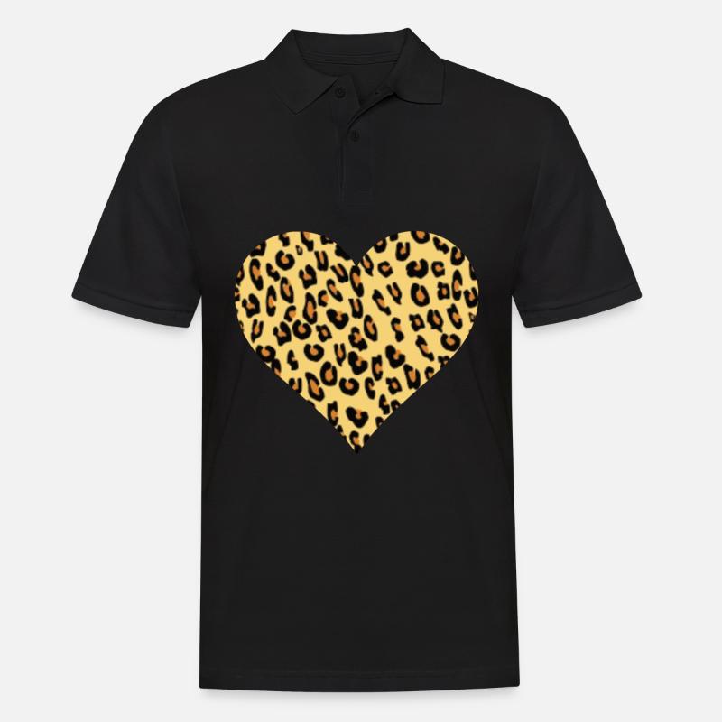 Leopard leopard fan leopard pattern heart - Men's Polo Shirt - black