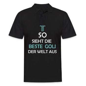 Goli Firmgoli Taufgoli Geschenkidee - Männer Poloshirt - Schwarz - Vorne - Kai (181cm)