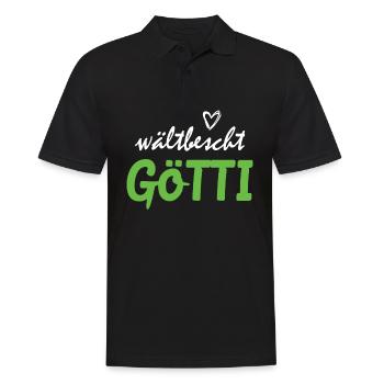 wältbescht Götti Geschenkidee Schweizer Taufpate - Männer Poloshirt - Schwarz - Vorne - Kai (181cm)