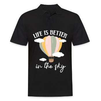 La vie est meilleure dans le ciel L’amour de la montgolfière - Polo Homme - noir - Devant - Kai (181cm)