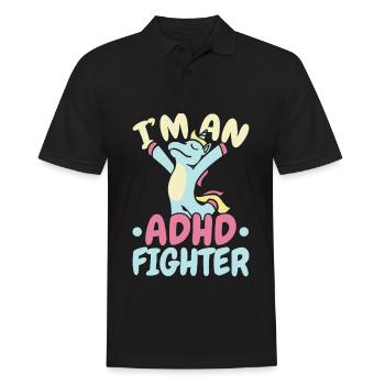 Je suis un combattant du TDAH Think Differently Unicorn - Polo Homme - noir - Devant - Kai (181cm)