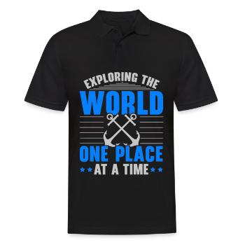 Exploring the world, one place at a time, lake - Men's Polo Shirt - black - Front - Kai (181cm)
