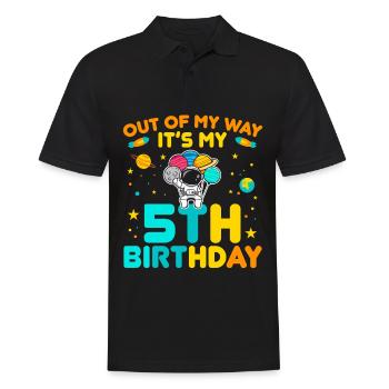 Out of the way It's my 5th birthday Outerspace B - Men's Polo Shirt - black - Front - Kai (181cm)