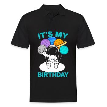 It's My Birthday Celebration Space Happy Bday - Men's Polo Shirt - black - Front - Kai (181cm)