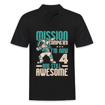 Mission Complete I'm Now 4 Birthday Celebration - Men's Polo Shirt - black - Front - Kai (181cm)