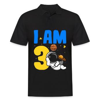 I'm 3 3rd Birthday Celebration Outerspace Bday - Men's Polo Shirt - black - Front - Kai (181cm)