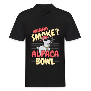 Wanna Smoke Alpaka Bowl Llama Lover Bauernhof Tier - Männer Poloshirt - Schwarz - Vorne - Kai (181cm)
