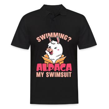 Schwimmen Alpaka Mein Badeanzug Llama Lover Schwim - Männer Poloshirt - Schwarz - Vorne - Kai (181cm)