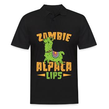 Zombie Alpakalips Lama-Liebhaber Alpakaflüsterer - Männer Poloshirt - Schwarz - Vorne - Kai (181cm)