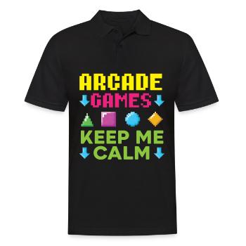 Aracde Games Keep Me Calm Videospiel Gaming Gamer - Männer Poloshirt - Schwarz - Vorne - Kai (181cm)