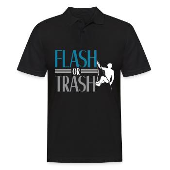 Flash or Trash Rock Climber Boulderer Bouldering - Men's Polo Shirt - black - Front - Kai (181cm)