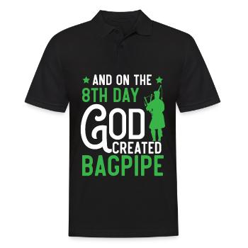 Und am 8. Tag schuf Gott den Dudelsack Dudelsack - Männer Poloshirt - Schwarz - Vorne - Kai (181cm)