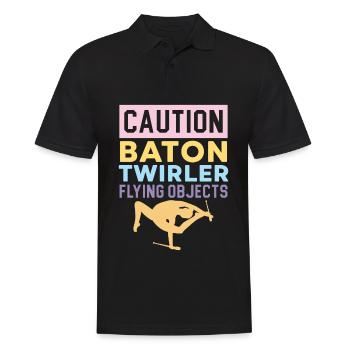 Vorsicht Baton Twirler Fliegende Objekte Baton Twi - Männer Poloshirt - Schwarz - Vorne - Kai (181cm)