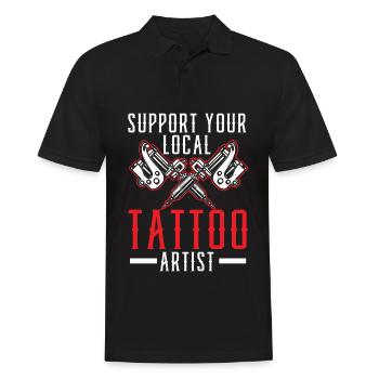 Support your local tattoo artist Tatt - Men's Polo Shirt - black - Front - Kai (181cm)