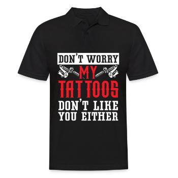 Mach dir keine Sorgen - meine Tattoos mögen dich a - Männer Poloshirt - Schwarz - Vorne - Kai (181cm)