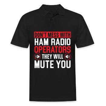 Ne plaisantez pas avec les radioamateurs - Polo Homme - noir - Devant - Kai (181cm)