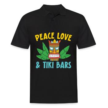 Peace Love & Tiki Bars Luau Party Tiki Bar - Men's Polo Shirt - black - Front - Kai (181cm)