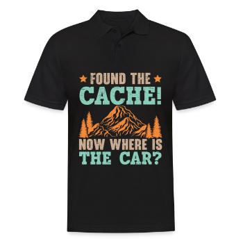 Den Cache gefunden! Wo ist jetzt das Auto? Geocach - Männer Poloshirt - Schwarz - Vorne - Kai (181cm)