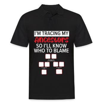 Ich verfolge meine Vorfahren, damit ich weiß, wem - Männer Poloshirt - Schwarz - Vorne - Kai (181cm)
