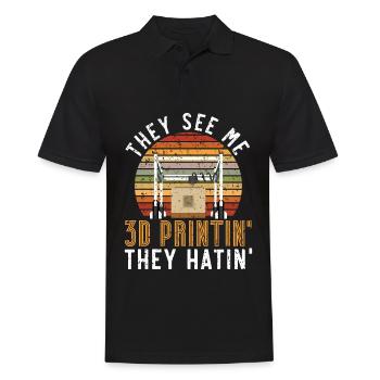 Sie sehen mich 3D-Drucken und hassen mich 3D-Druck - Männer Poloshirt - Schwarz - Vorne - Kai (181cm)