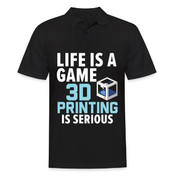 Life is a game 3D printing is a serious A - Men's Polo Shirt - black - Front - Kai (181cm)