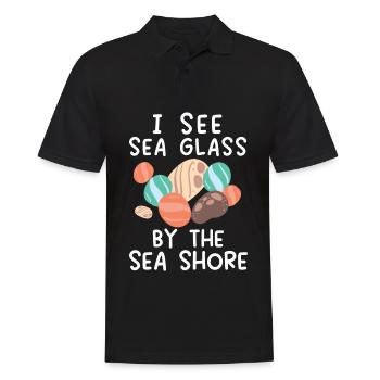 Je vois des plages en verre de mer sur la côte - Polo Homme - noir - Devant - Kai (181cm)