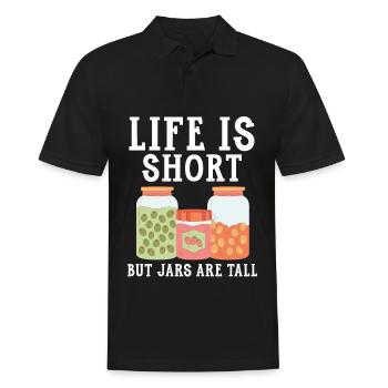 Das Leben ist kurz, aber die Gläser sind groß Lebe - Männer Poloshirt - Schwarz - Vorne - Kai (181cm)