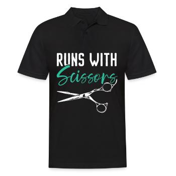 Runs with scissors barbershop hair clipper barber - Men's Polo Shirt - black - Front - Kai (181cm)