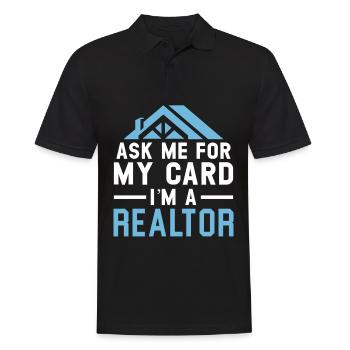 Me demander ma carte Je suis un agent immobilier - Polo Homme - noir - Devant - Kai (181cm)