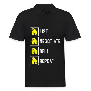 Liste Négocier Vendre Répéter Agent Agent immobilier - Polo Homme - noir - Devant - Kai (181cm)