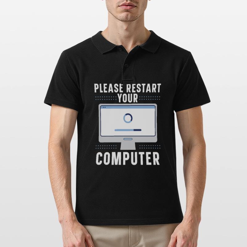 Please Restart Your Computer Coding Tech Support Männer Poloshirt