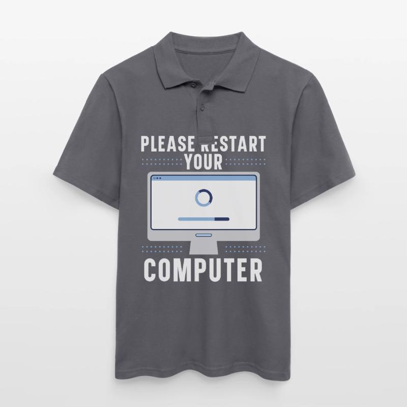 Please Restart Your Computer Coding Tech Support Männer Poloshirt