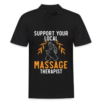 Soutenez votre massage thérapeute local - Polo Homme - noir - Devant - Kai (181cm)