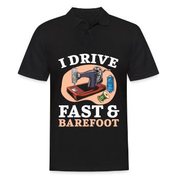 I drive fast and barefoot crochet sewing - Men's Polo Shirt - black - Front - Kai (181cm)
