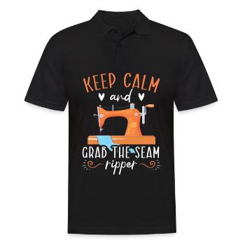 Stay calm and take the seam ripper Sewing - Men's Polo Shirt - black - Front - Kai (181cm)