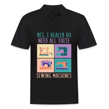 Ouais, j’ai vraiment besoin de toutes ces machines à coudre - Polo Homme - noir - Devant - Kai (181cm)