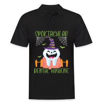 Spooktakuläre Zahnpflege. - Männer Poloshirt - Schwarz - Vorne - Kai (181cm)