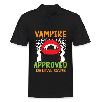 Vampir-geprüfte Zahnpflege. - Männer Poloshirt - Schwarz - Vorne - Kai (181cm)