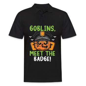 Goblins, hit the service badge! Policeman Halloween - Men's Polo Shirt - black - Front - Kai (181cm)
